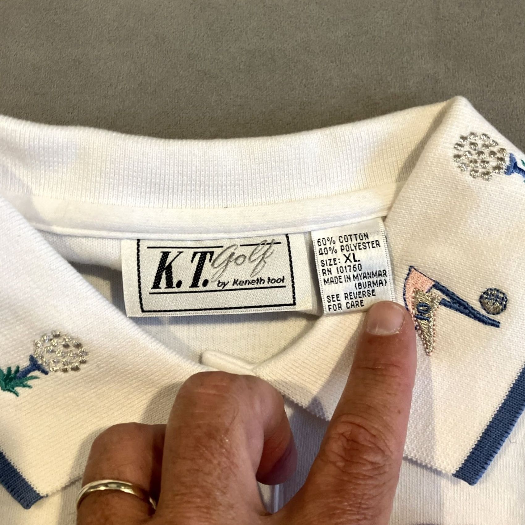 Vintage VINTAGE Kenneth Tool Embroidered Golf Polo Women XL White Polo Apparel Ladies XL Size XL / US 12-14 / IT 48-50 - 4 Thumbnail