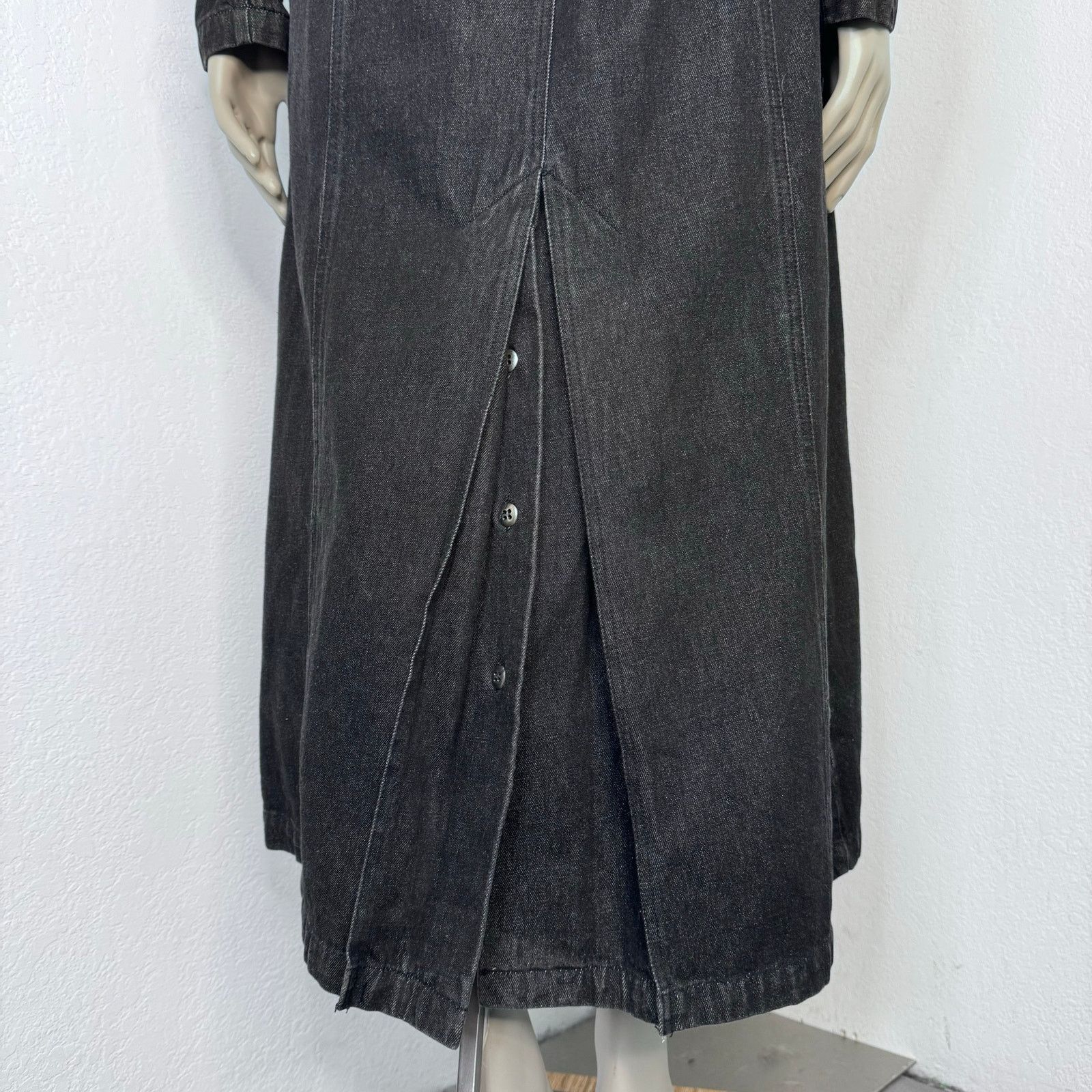 Vintage Vintage 90s Gray Denim Trench Coat Belted Together Goth Size XL / US 12-14 / IT 48-50 - 5 Thumbnail