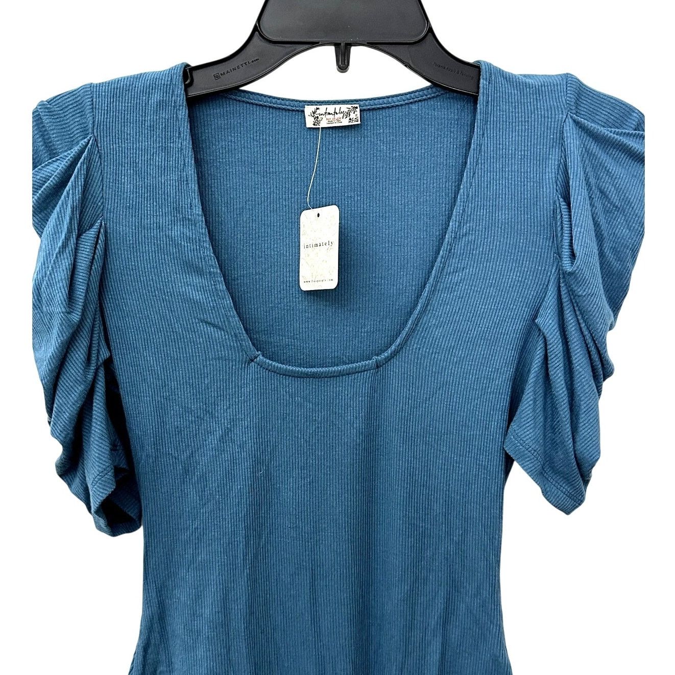 Free People Free People Bodysuit Short Sleeves Ruffled Blue Women's XS Size XS / US 0-2 / IT 36-38 - 3 Thumbnail