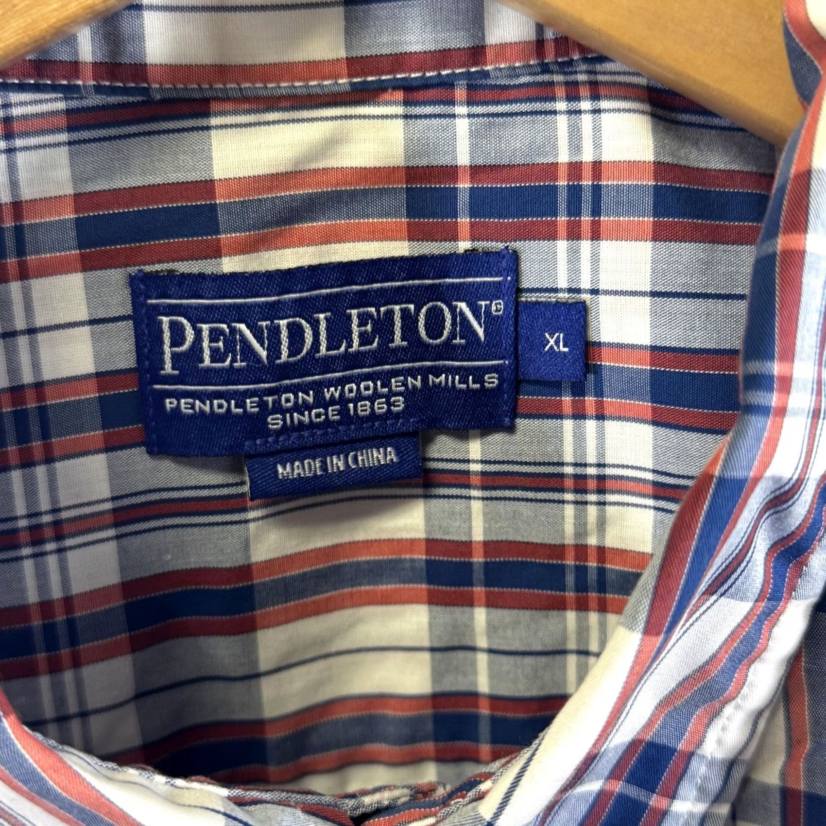 Pendleton Pendleton Shirt Mens XL Blue Red Plaid Short Sleeve Button-Down Cotton Pocket Size US XL / EU 56 / 4 - 5 Thumbnail