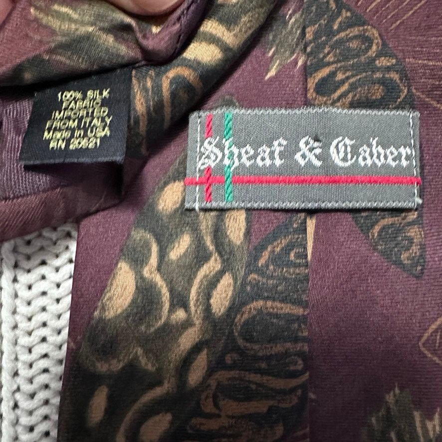 Vintage Vintage 80s maroon abstract Italian silk tie Size ONE SIZE - 3 Thumbnail