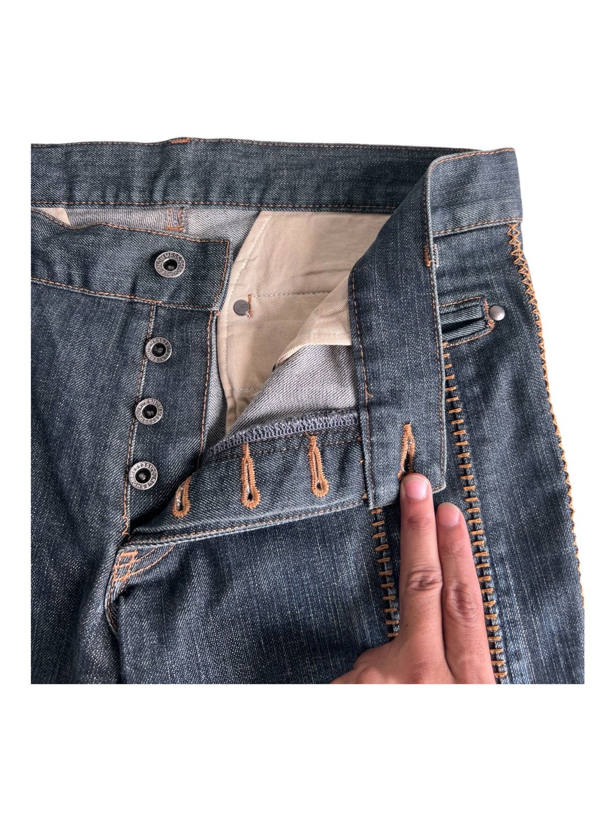 5351 POUR LES HOMMES Y2K 5351 Pour Les Hommes Big Flare Hem Stitching Denim Jeans Size US 34 / EU 50 - 10 Thumbnail