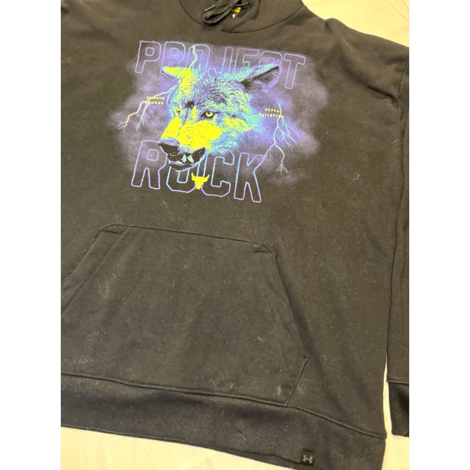 Under Armour Under Armour Project Rock Wolf Hoodie Mens XL Black Graphic Print Double Sided Size US XL / EU 56 / 4 - 2 Thumbnail