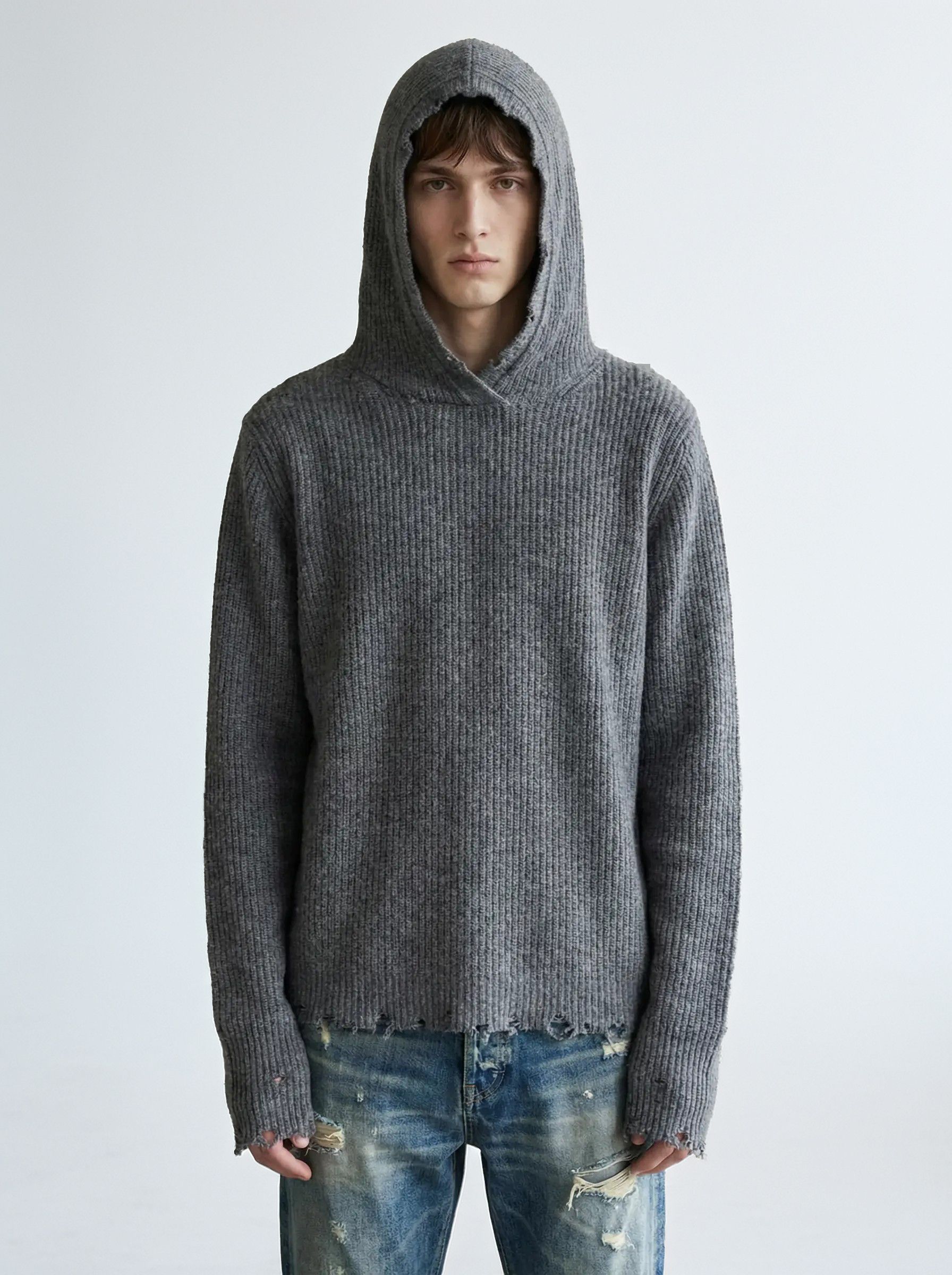 Rta Cashmere Knit Hoodie Distressed Size US M / EU 48-50 / 2 - 1 Thumbnail