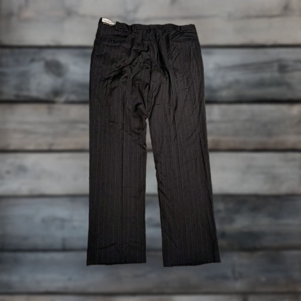 JOS A BANK SIGNATURE COLLECTION DRESS PANTS 44P PLEATED GRAY STRIPED CLASSIC FIT MENS