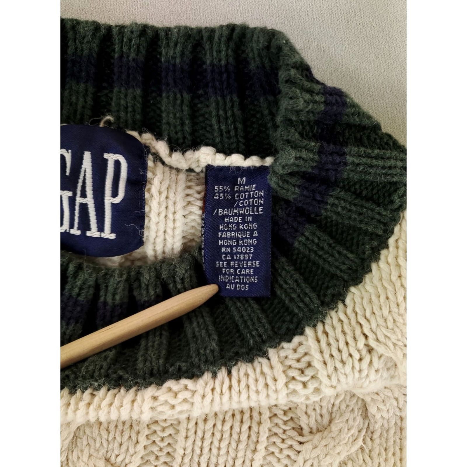 Gap VINTAGE Gap Sweater 90s Cable-Knit Crew Neck Ramie Cotton White Mens M Crew Neck Pullover Knit Size US M / EU 48-50 / 2 - 4 Thumbnail