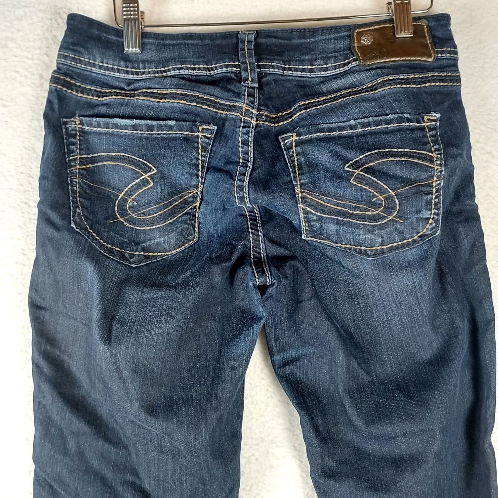 Silver Jeans Co. Silver Jeans Suki Capri Jeans W27 Dark Wash Stretch Denim Mid Rise Cropped Blue 5-Pocket Zip Button Womens Regular Size 27" / US 4 / IT 40 - 3 Thumbnail