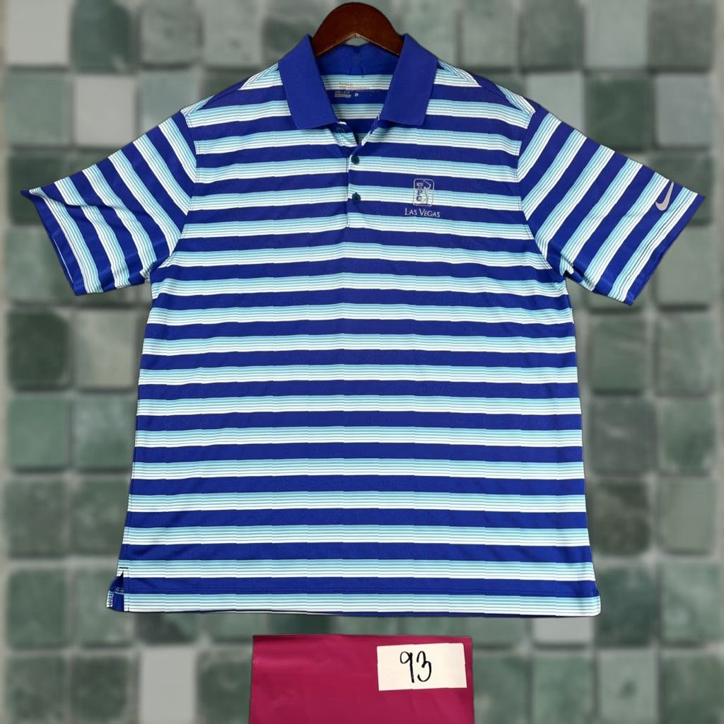 Nike Nike Golf Tour Performance Polo Shirt Mens L Blue Striped Size US L / EU 52-54 / 3 - 1 Thumbnail