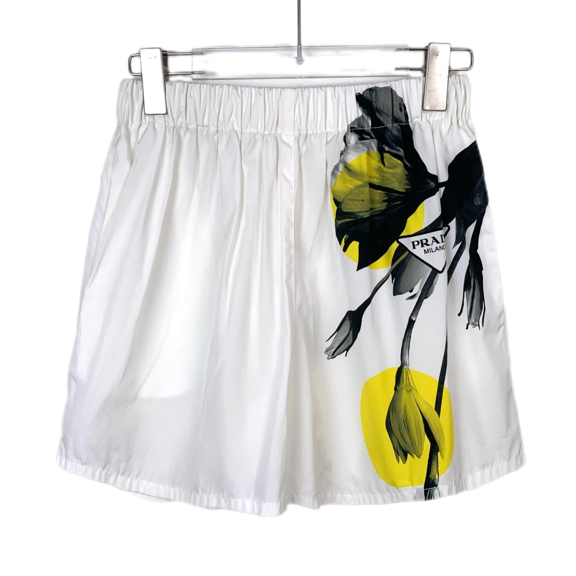 Prada Prada Milano Floral Print Elastic Waist White Shorts Size 38 Size 38" / US 16 / IT 52 - 1 Thumbnail