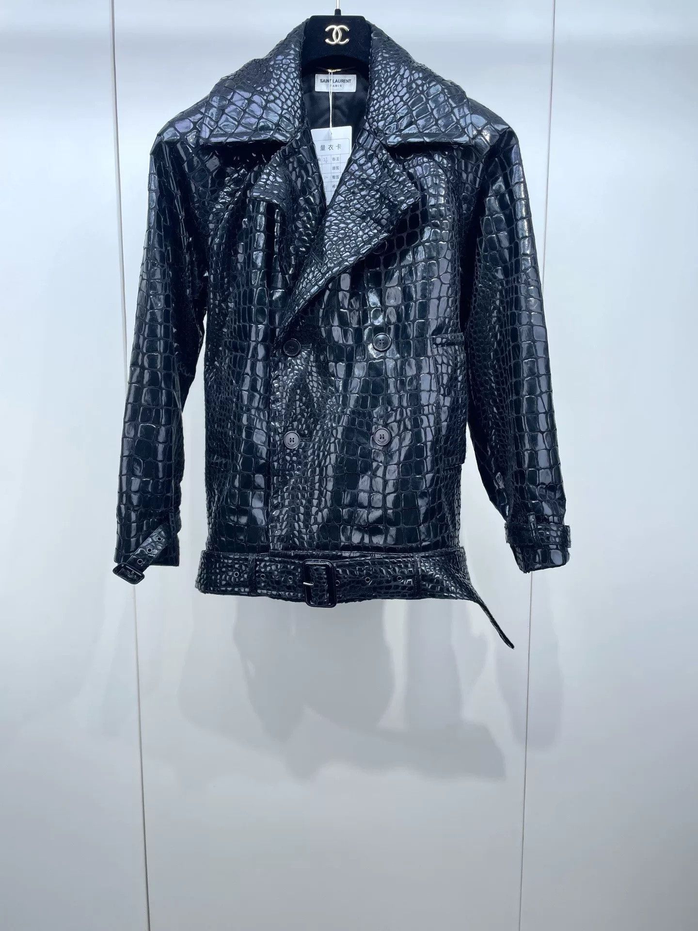 Saint Laurent Paris Saint Laurent 22AW Black Croc Leather Jacket Size XS / US 0-2 / IT 36-38 - 1 Thumbnail