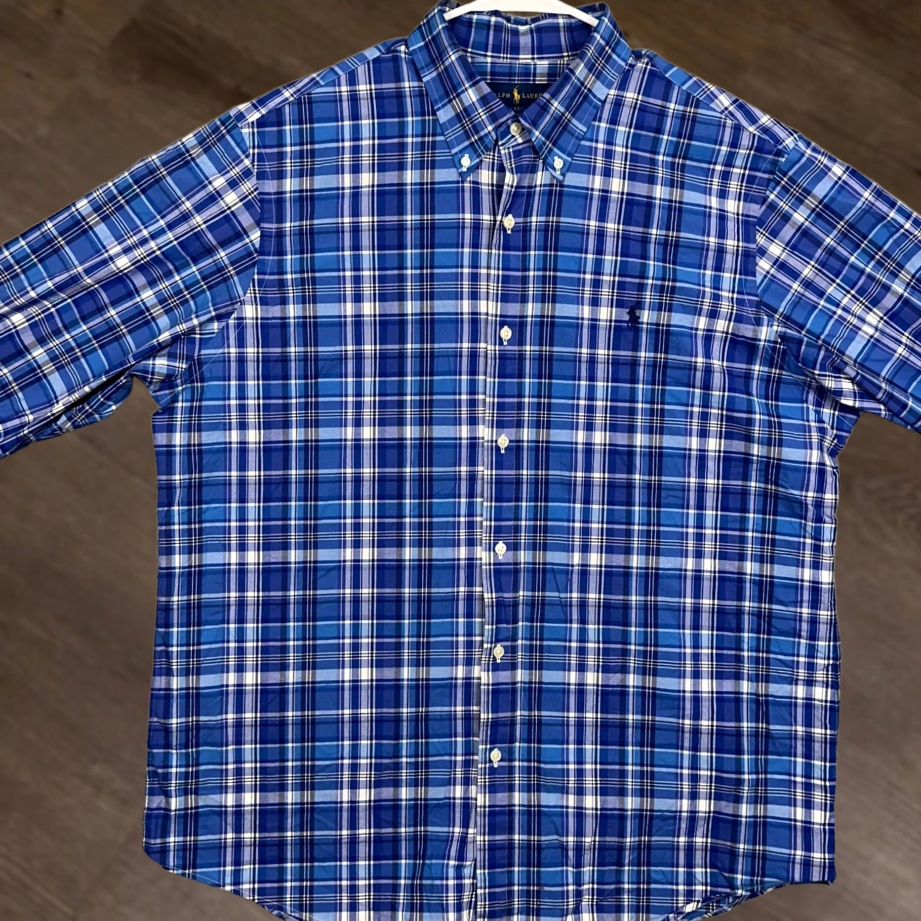 Ralph Lauren Ralph Lauren Shirt Mens XL Blue Dress Classic Fit Tartan Plaid Stretch Pony Button-Up Long Sleeve Size 46R - 1 Thumbnail