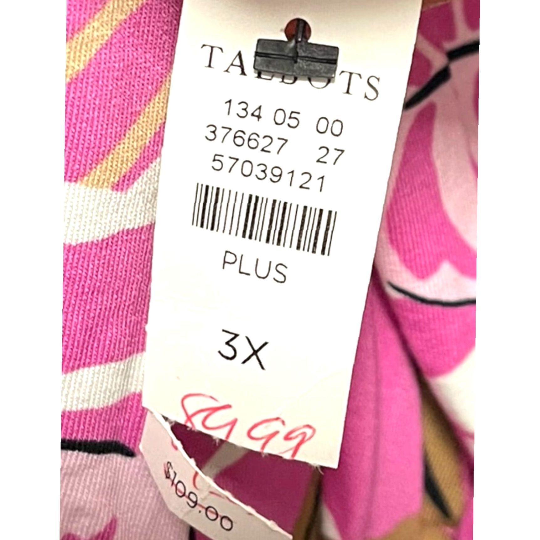 Talbots VINTAGE 3X T by Talbots New Tshirt Dress Tropical Breezy Palm Print Soft Collared Shirt Men 3X Pink Short Sleeve Tall Size 48R - 7 Thumbnail