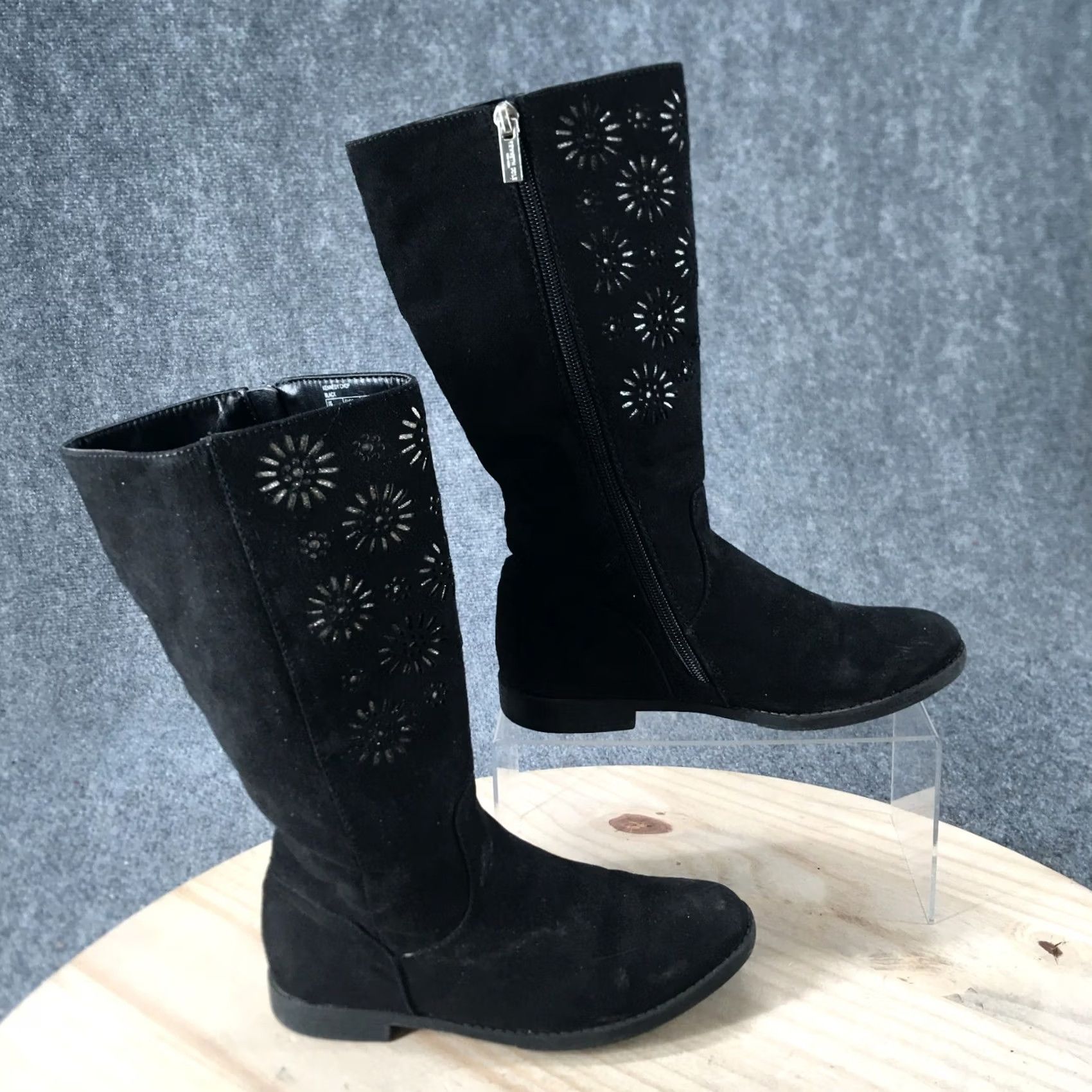 Kenneth Cole Kenneth Cole Boots Womens 3 Kennedy Chop Tall Riding Black Suede Round Toe Zip Shoes (Boot) Mens? Size US 5.5 / IT 35.5 - 2 Thumbnail