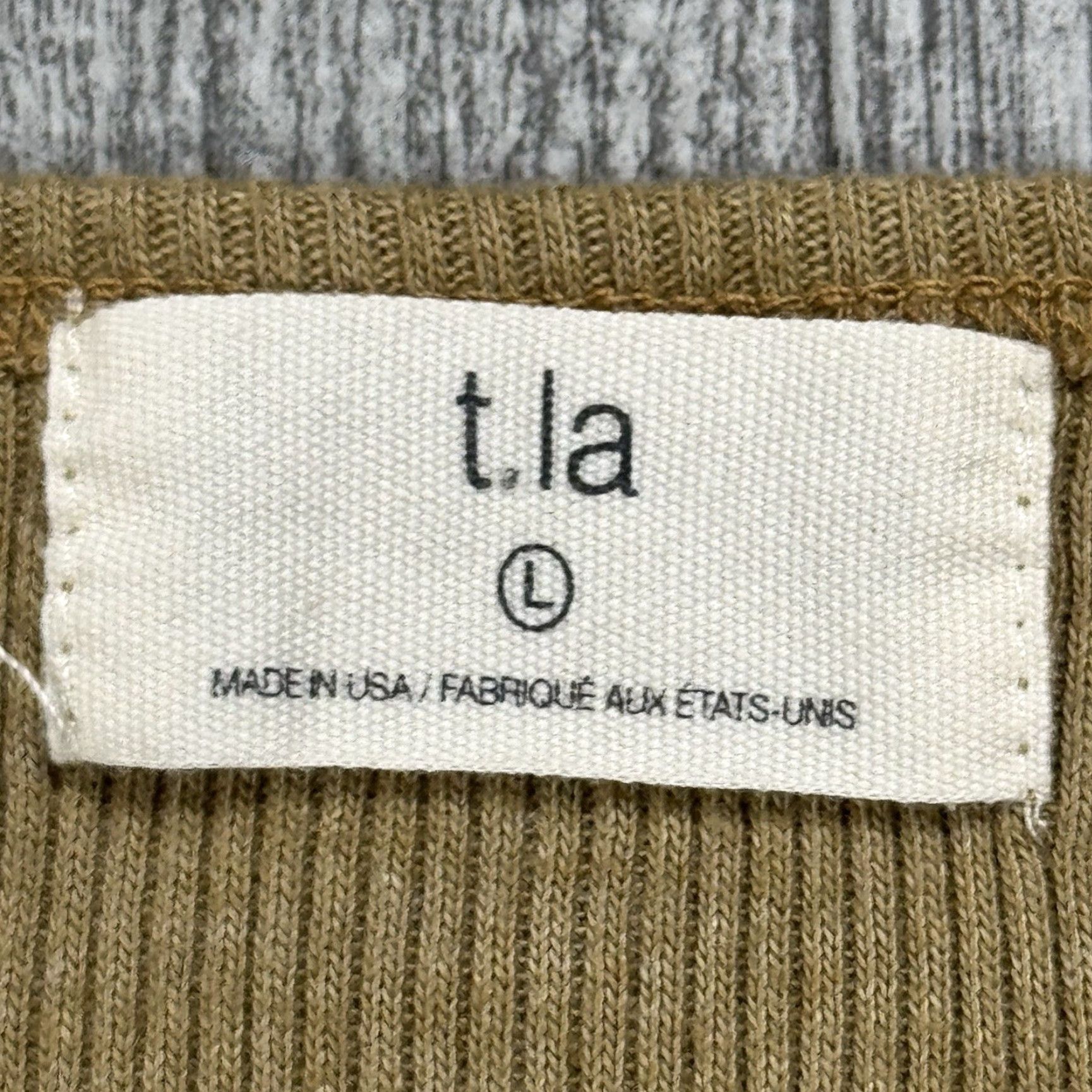 Anthropologie T.La by Anthropologie WOMEN'S Moss Long Sleeve Classic Ribbed Top L Shirt Size L / US 10 / IT 46 - 3 Thumbnail