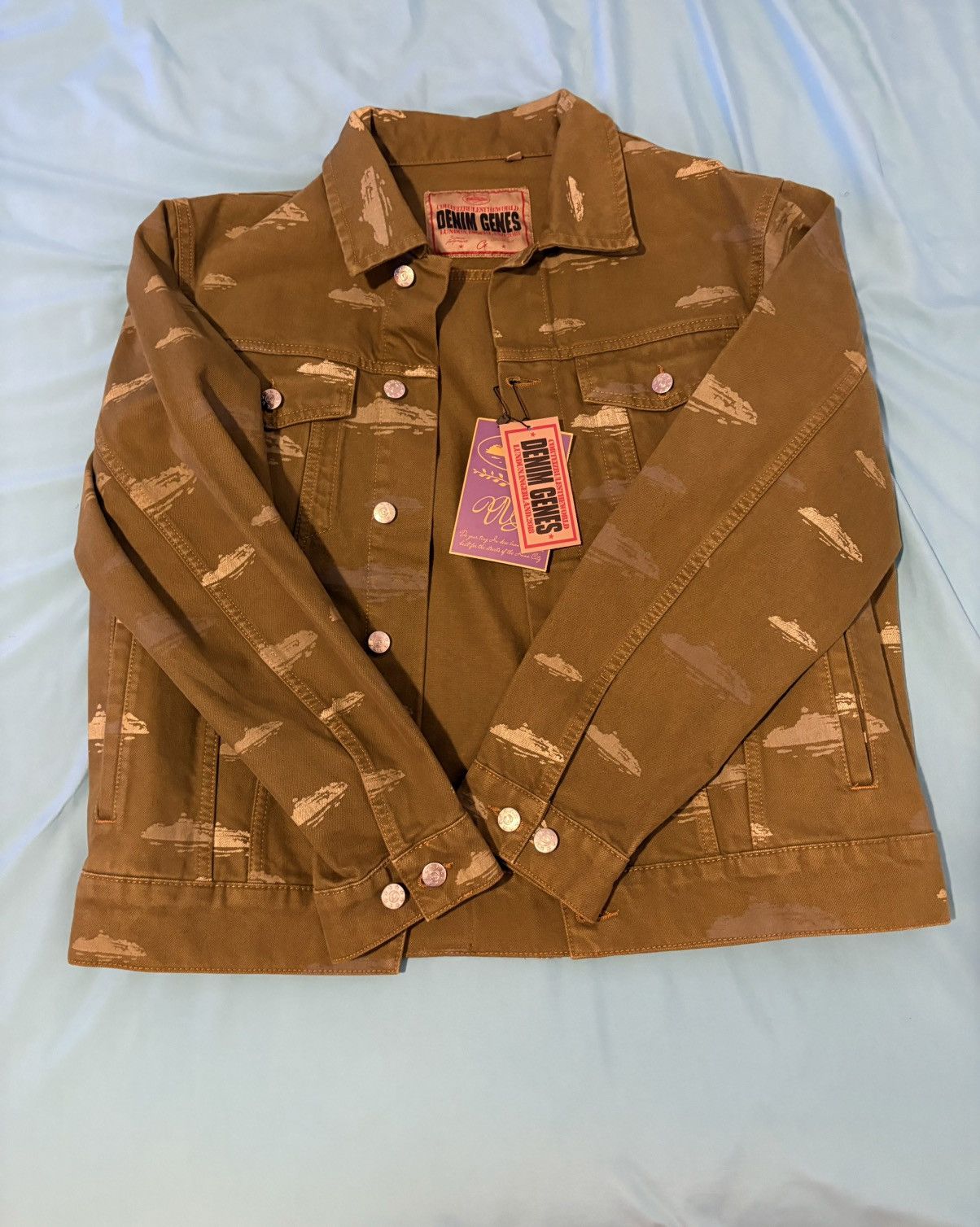 Corteiz Corteiz jean Jacket green denim Alcatraz Pattern medium Size US M / EU 48-50 / 2 - 2 Thumbnail