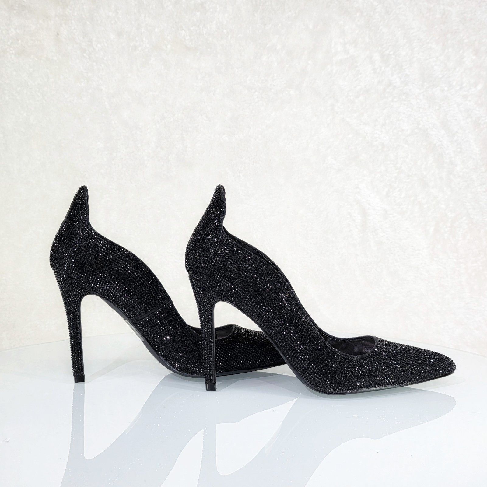 Other High Rise Black Rhinestone High Heel Shoes Pointy Toe Pumps Size US 9 / IT 39 - 1 Thumbnail