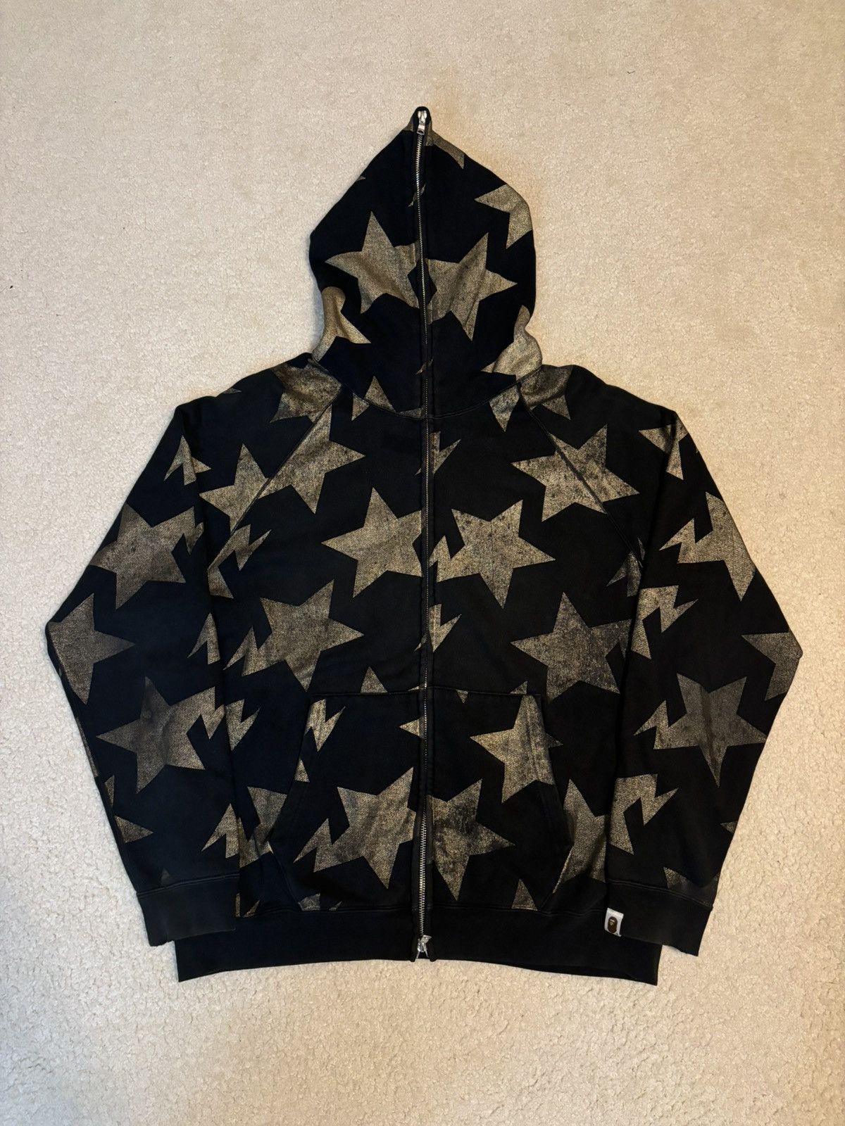 A Bathing Ape Sta Pattern Full Zip Hoodie Dark Navy