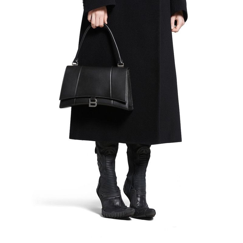 Balenciaga o1tr1nto0226 Size: OS / Hourglass Hinge Medium Handbag Black Size ONE SIZE - 4 Thumbnail