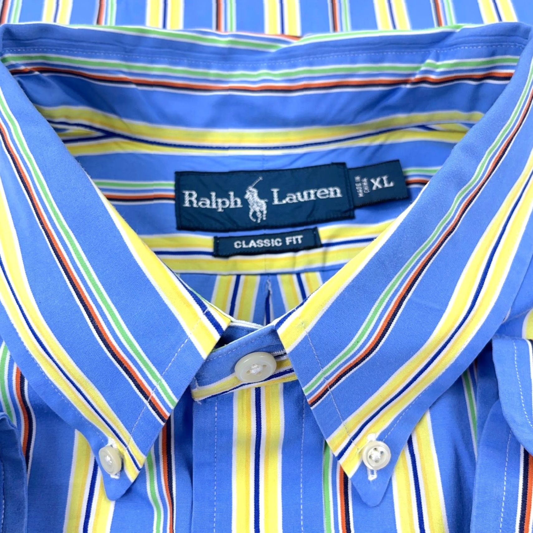 Ralph Lauren Ralph Lauren Shirt Men XL Blue Yellow Button-Up Classic Fit Striped Poplin Size US XL / EU 56 / 4 - 5 Thumbnail