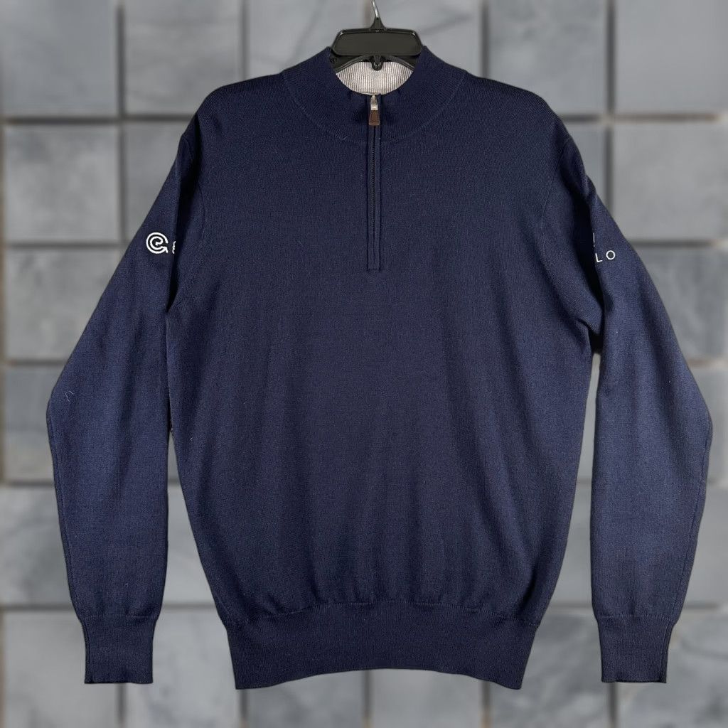 Peter Millar VINTAGE Peter Millar 1/4 Zip Sweater Men's Medium Solid Blue Merino Wool Blend Flaw Pullover Zip Mock Neck"} Size US M / EU 48-50 / 2 - 1 Thumbnail