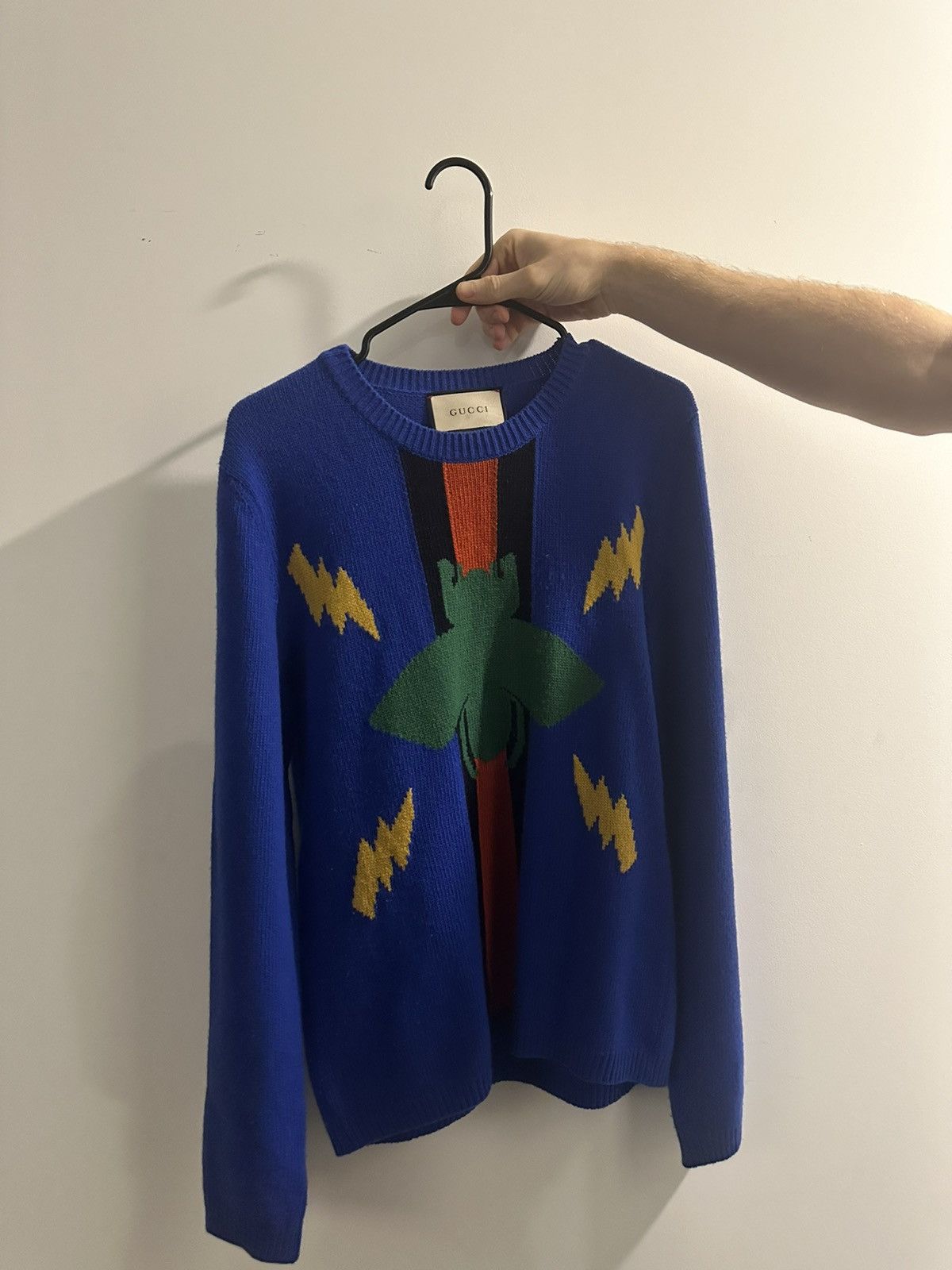 image of Gucci Bumblebee Sweater in Blue, Men's (Size Small)