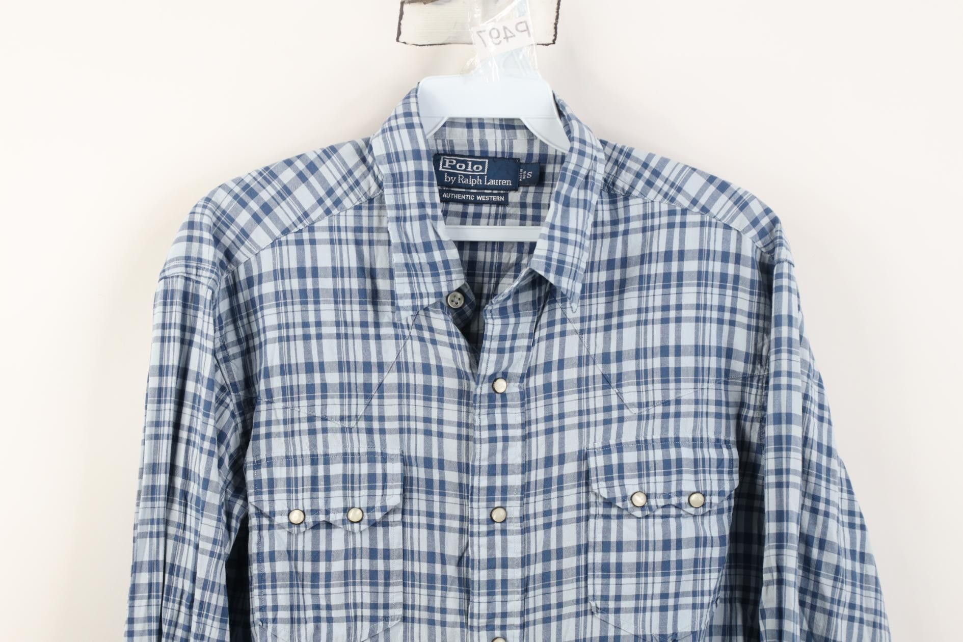Polo Ralph Lauren Vintage 90s Ralph Lauren Pearl Snap Button Shirt Blue Plaid Size US S / EU 44-46 / 1 - 2 Thumbnail