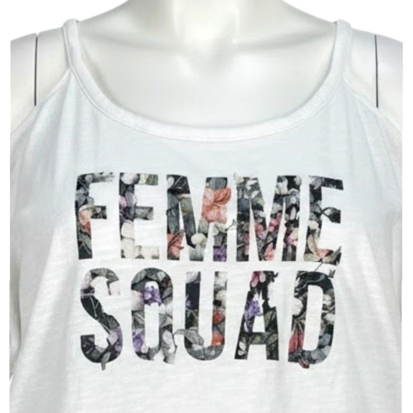 Vintage Lane Bryant Top Plus 22/24 White Graphic Tee Femme Squad 100% Cotton Shirt Womens Vintage No Size 3XL / US 20-22 - 2 Thumbnail
