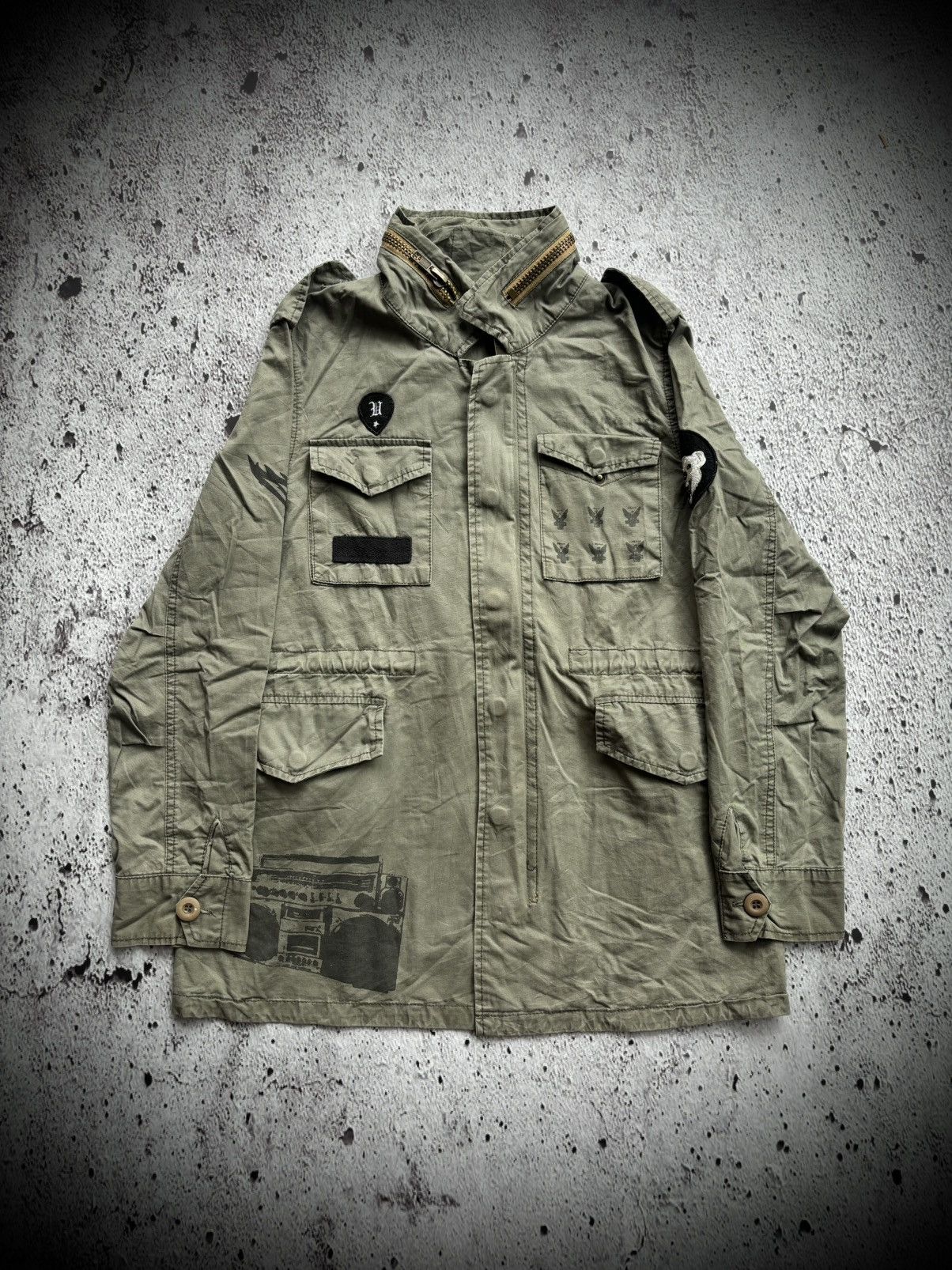 Hysteric Glamour 2000's TS O69 US Guitar Military army jacket Size US M / EU 48-50 / 2 - 2 Thumbnail