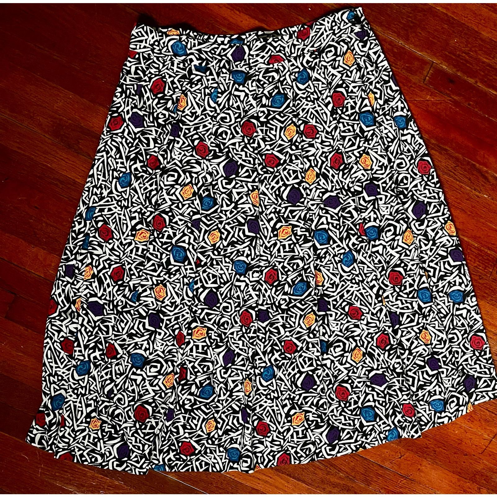 Vintage Vintage 80’s Jacqueline Ferrar Black White Midi Skirt Small Size 30" / US 8 / IT 44 - 2 Thumbnail