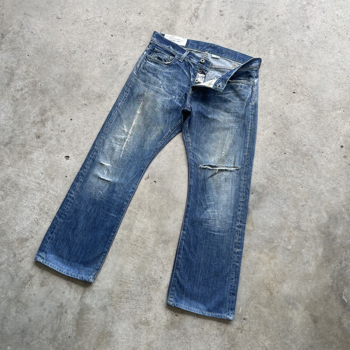 Vintage Vintage Loomstate Distressed Faded Jeans Denim Pants W35x29 Size US 35 - 3 Thumbnail