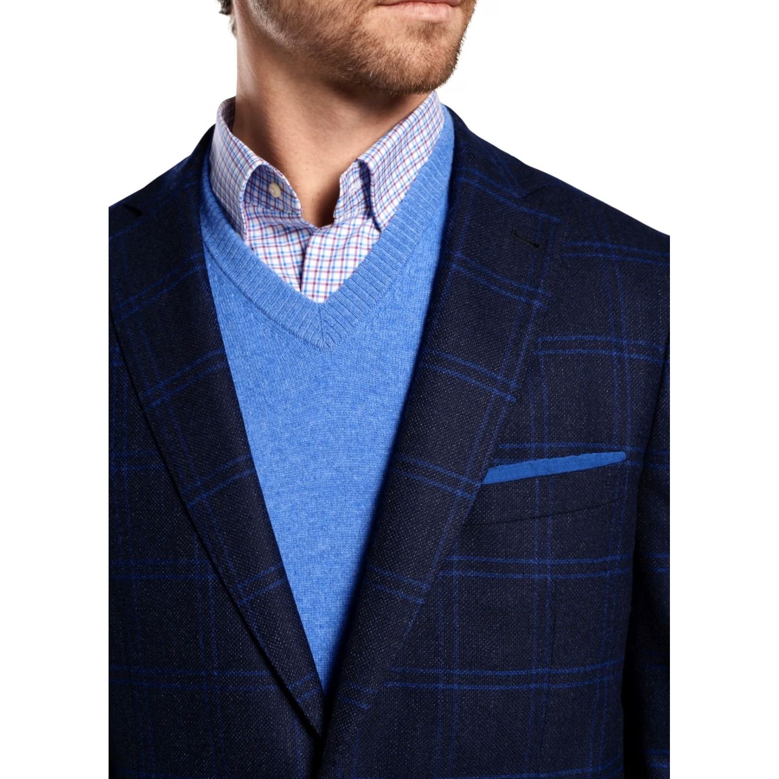 Peter Millar Peter Millar Sport Coat Men M Wool Windowpane Check Fall Soft Blue Size US M / EU 48-50 / 2 - 2 Thumbnail