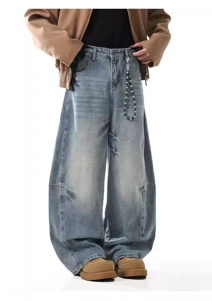 Jean Streetwear Wide Leg Baggy Patchwork Outdoor Jeans Size US 28 / EU 44 - 5 Thumbnail