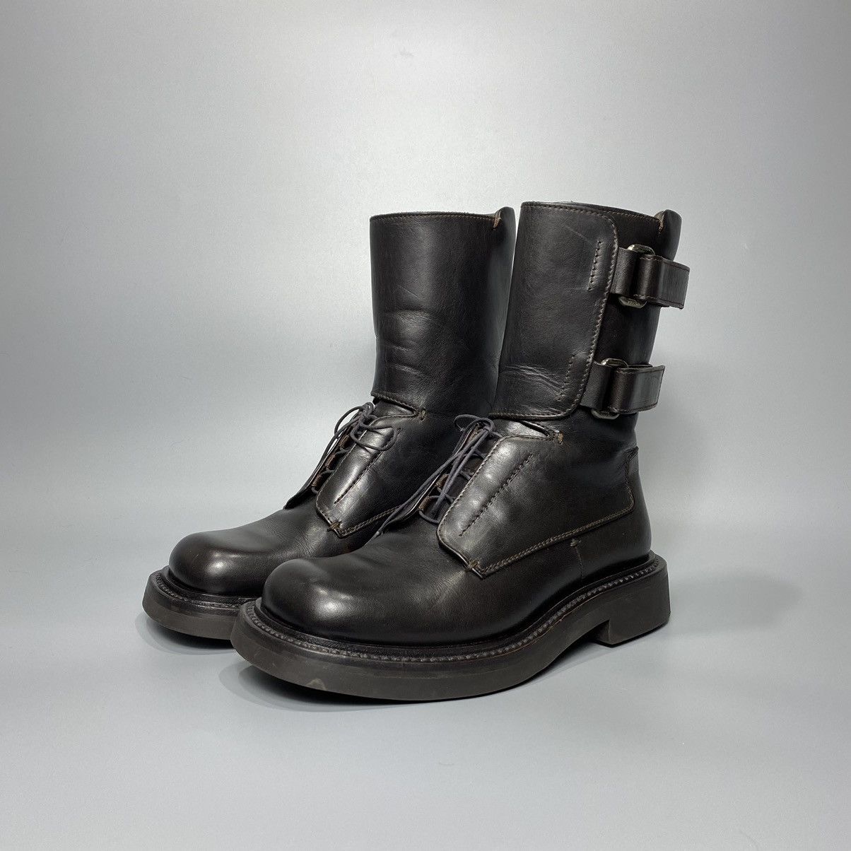 Prada FW99 Double Strapped Square Toe Boots (RUNWAY) Size US 6 / EU 39 - 4 Thumbnail