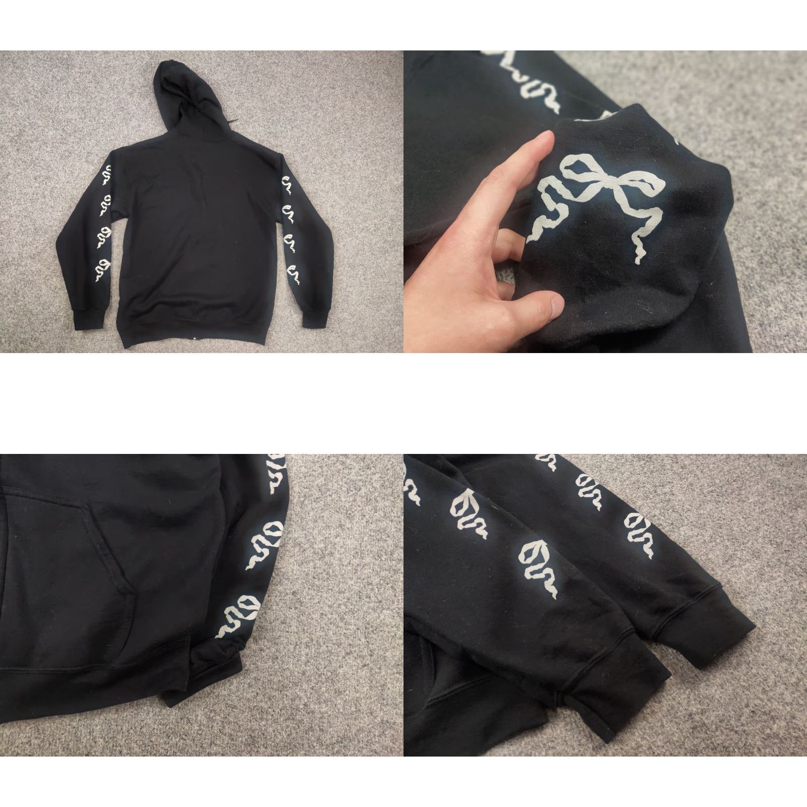 Vintage Lana Del Rey Black Zip Hoodie With Ribbon Sleeves Vintage Y2K glamour Style LGB Hoodie M Black Cotton Graphic Print 80s 90s WomensMens Size US M / EU 48-50 / 2 - 8 Thumbnail
