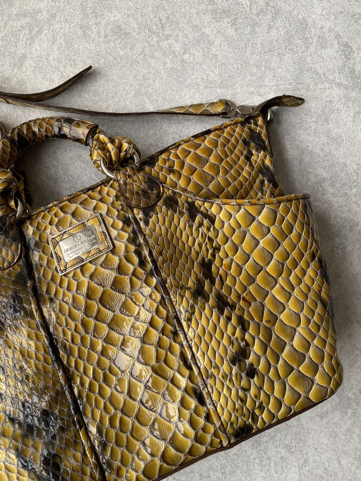 Giorgio Armani Giorgio Armani Python Style Calfskin Shoulder Travel Bag Size ONE SIZE - 3 Thumbnail