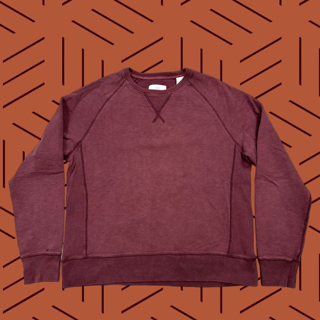 JACK SPADE Mens Maroon Thick French Terry Raglan Crewneck Sweatshirt L Cotton Retro Heritage
