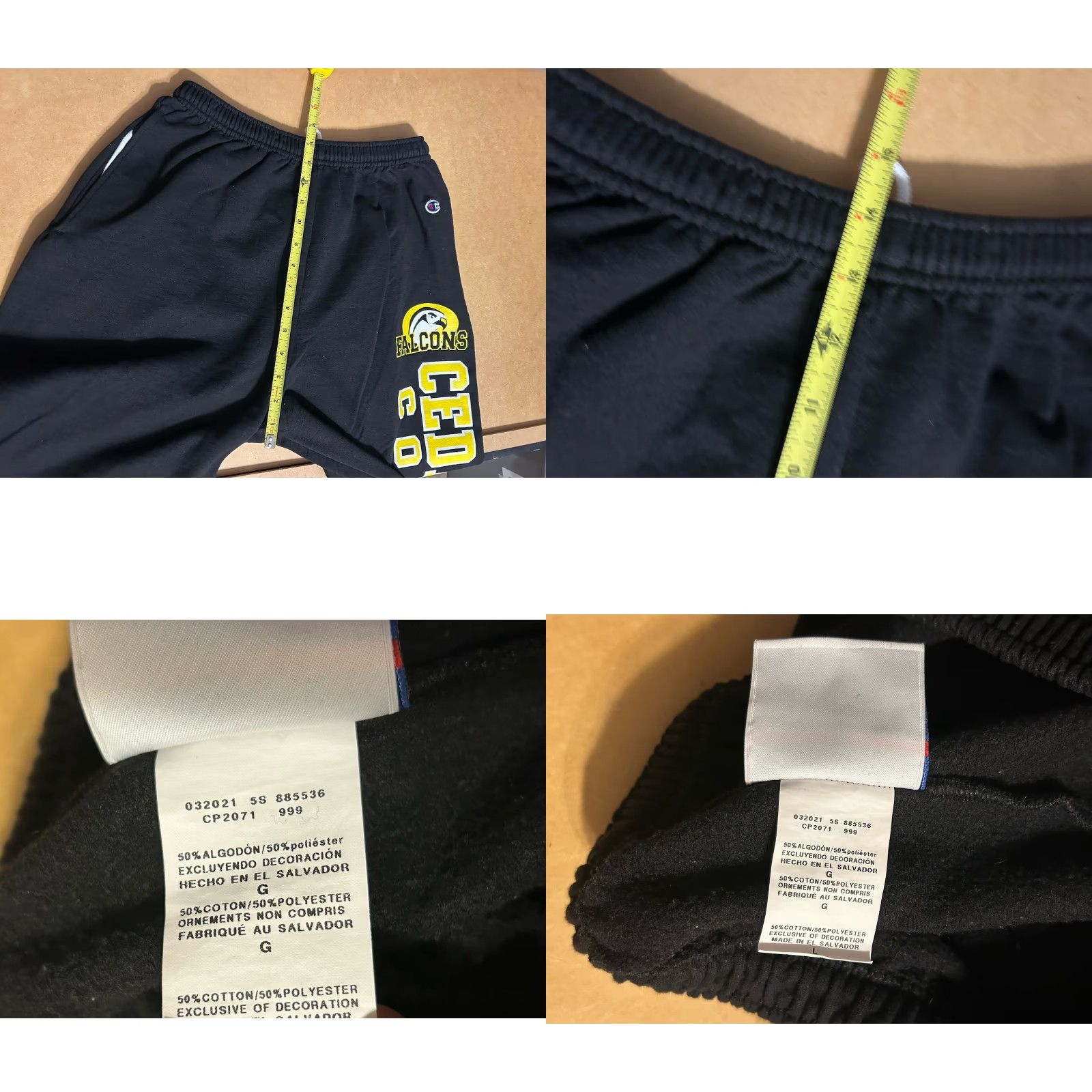 Champion VINTAGE Champion Cedar Crest College Falcons Sweatpants Adult Large Black Elastic Waist Drawstrings Athletic Tapered Leg Size US 33 - 10 Thumbnail