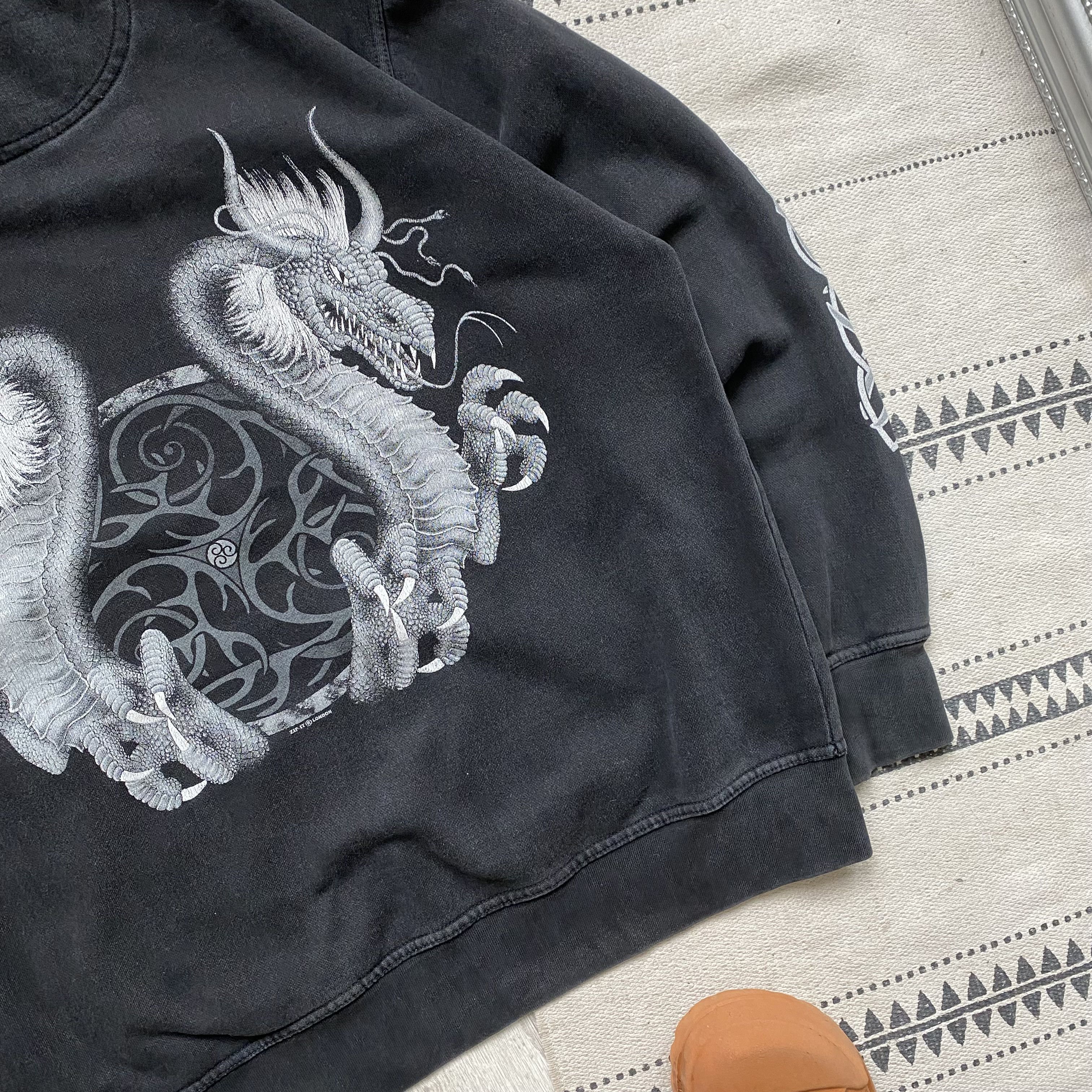 Japanese Brand 🐲 Vintage Japanese Tribal Dragon hoodie Y2K Thrashed Size US L / EU 52-54 / 3 - 11 Thumbnail