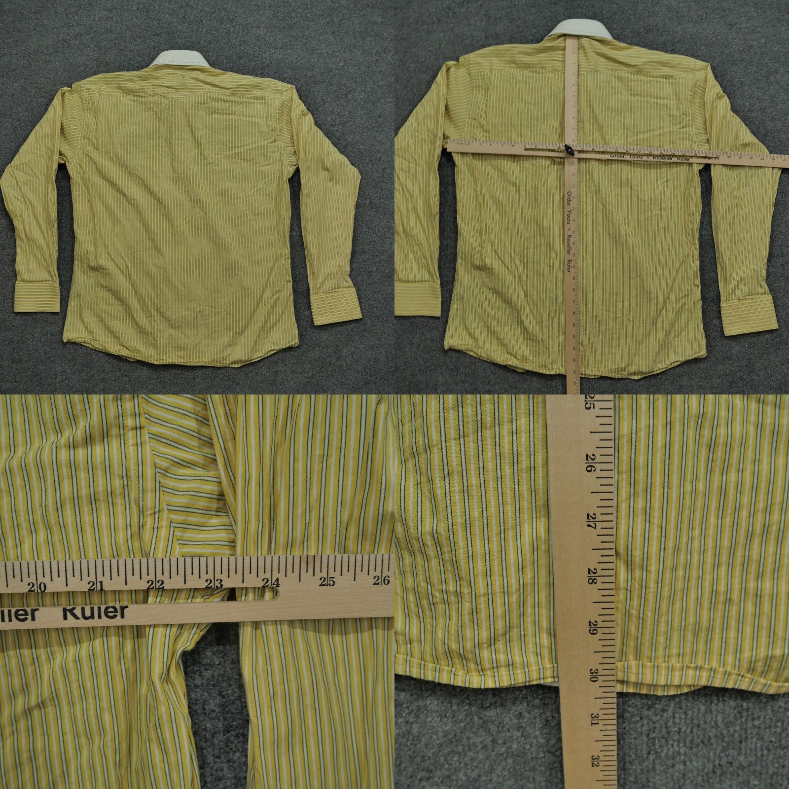 Vintage Stone Rose Shirt Mens XL Yellow Striped Contrast Collar Dress Button Up Size 46R - 8 Thumbnail