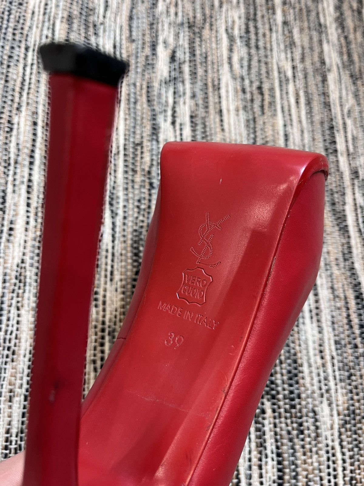 Vintage × Yves Saint Laurent Vintage Yves Saint Laurent high Heels Red Leather shoes Size US 9 / IT 39 - 15 Thumbnail