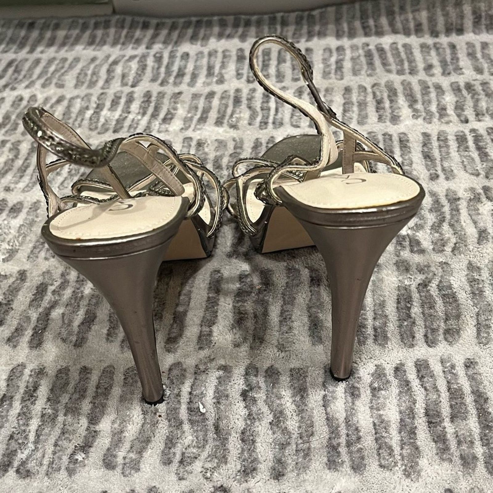 Vintage Caparros Stiletto Rhinestone Strappy High Heels Sz 9.5 B Size US 9.5 / IT 39.5 - 8 Thumbnail