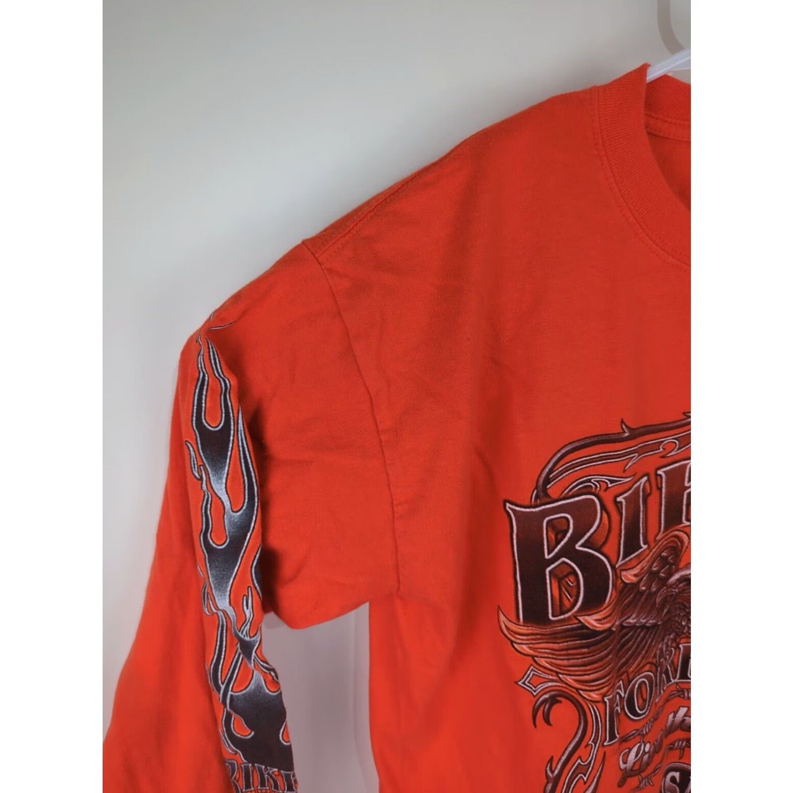 Vintage VINTAGE Thunder Sportswear Biker Forever Long Sleeve Shirt Orange Medium Men Crew Neck FLAMES 90s Hip Hop Biker Size US M / EU 48-50 / 2 - 4 Thumbnail