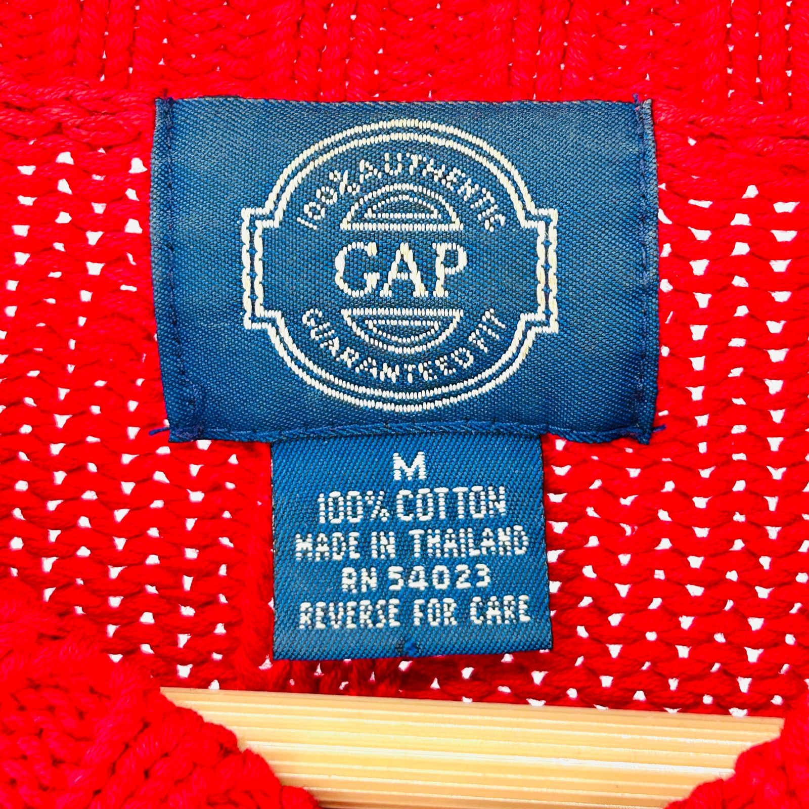 Gap Vintage 90s Red Cotton Shaker Knit Crewneck Sweater Size US M / EU 48-50 / 2 - 6 Thumbnail