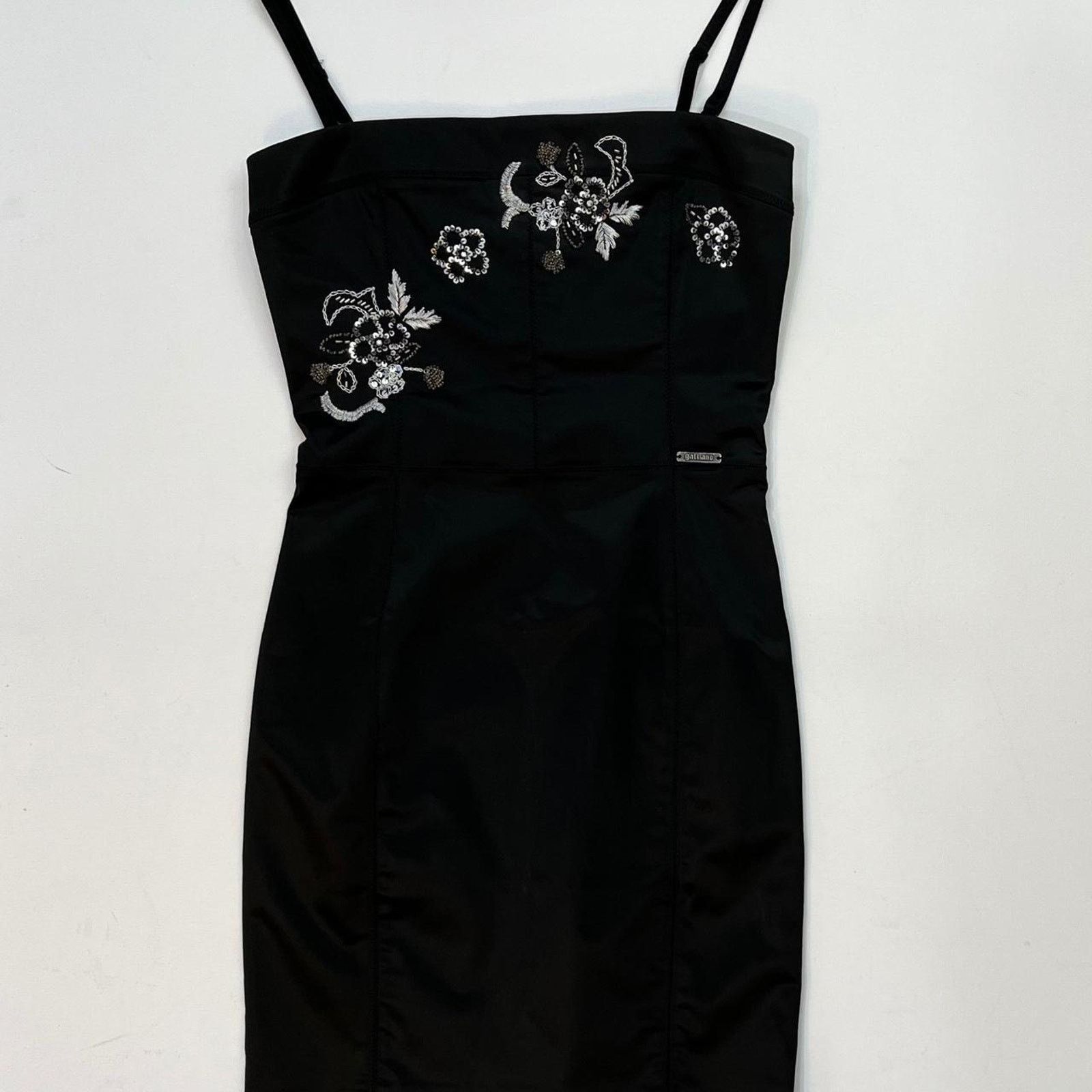 John Galliano Galliano black satin mini dress Size M / US 6-8 / IT 42-44 - 1 Thumbnail