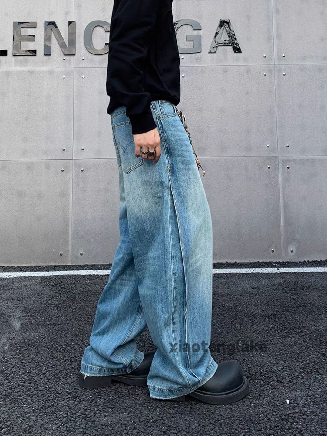 Jean × Vintage utility washed faded cleanfit skate hiphop loose baggy jeans Size US 33 - 1 Thumbnail