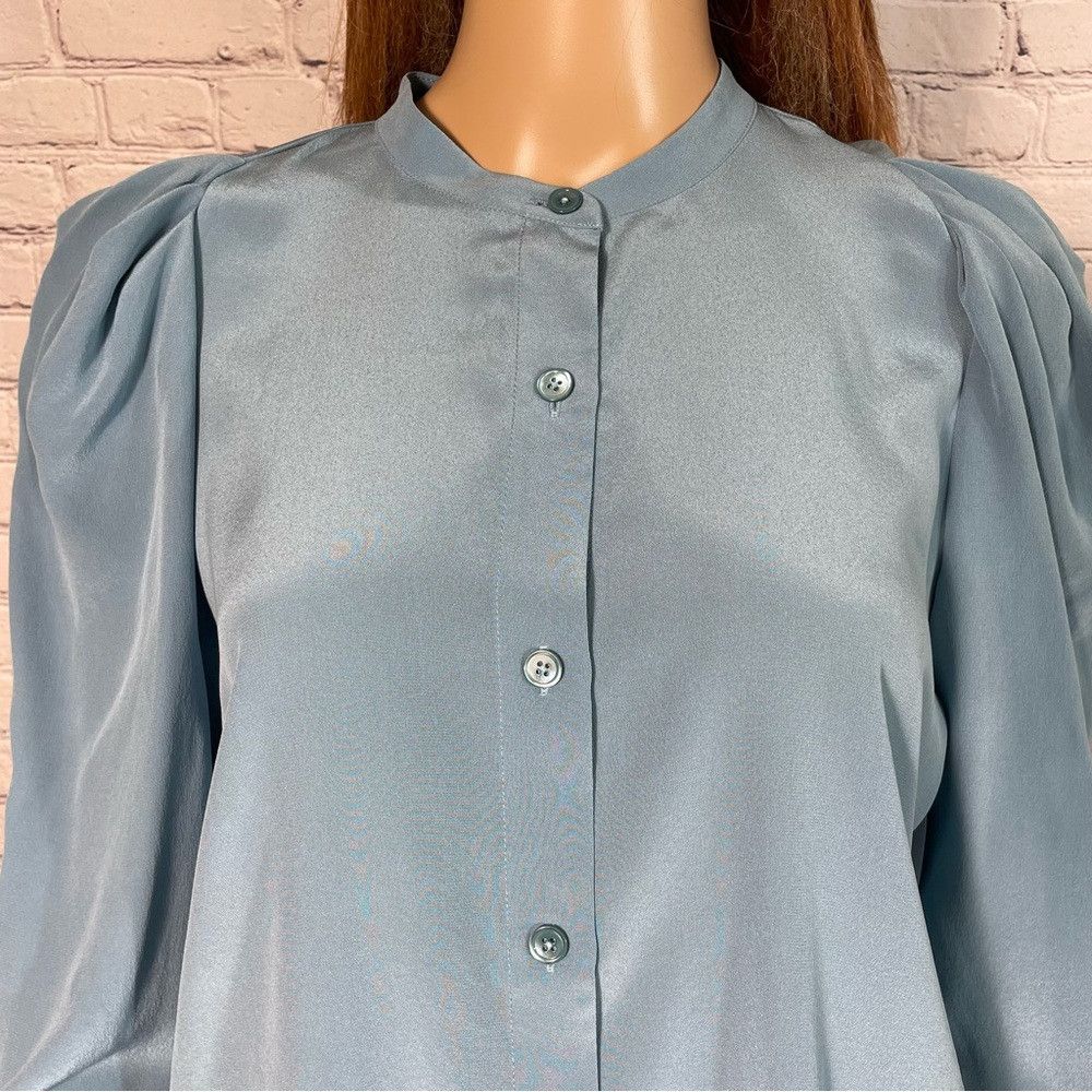 Joie NWT New $278 Joie Eldridge Blue Silk Blouse Size M Size M / US 6-8 / IT 42-44 - 9 Thumbnail