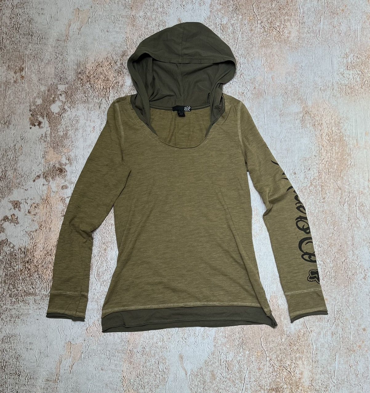 Japanese Brand Fox Racing vintage khaki hoodie Size S / US 4 / IT 40 - 1 Thumbnail