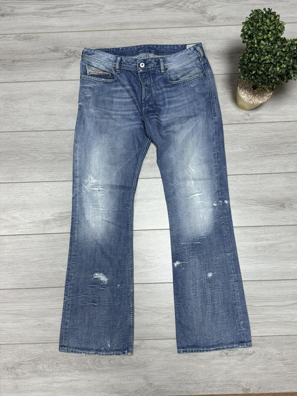 Diesel Sudsel Zathan denim pants jeans flared distressed Size US 36 / EU 52 - 7 Thumbnail