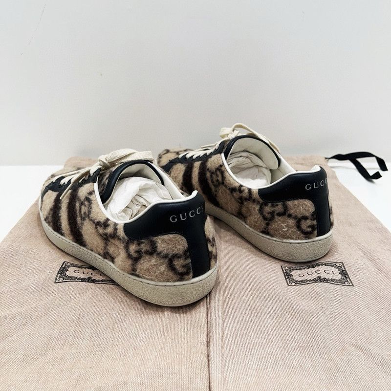 Gucci Gucci Wool Logo Sneakers in Dark Wood Color - Size US 9.5 / EU 42-43 - 4 Thumbnail