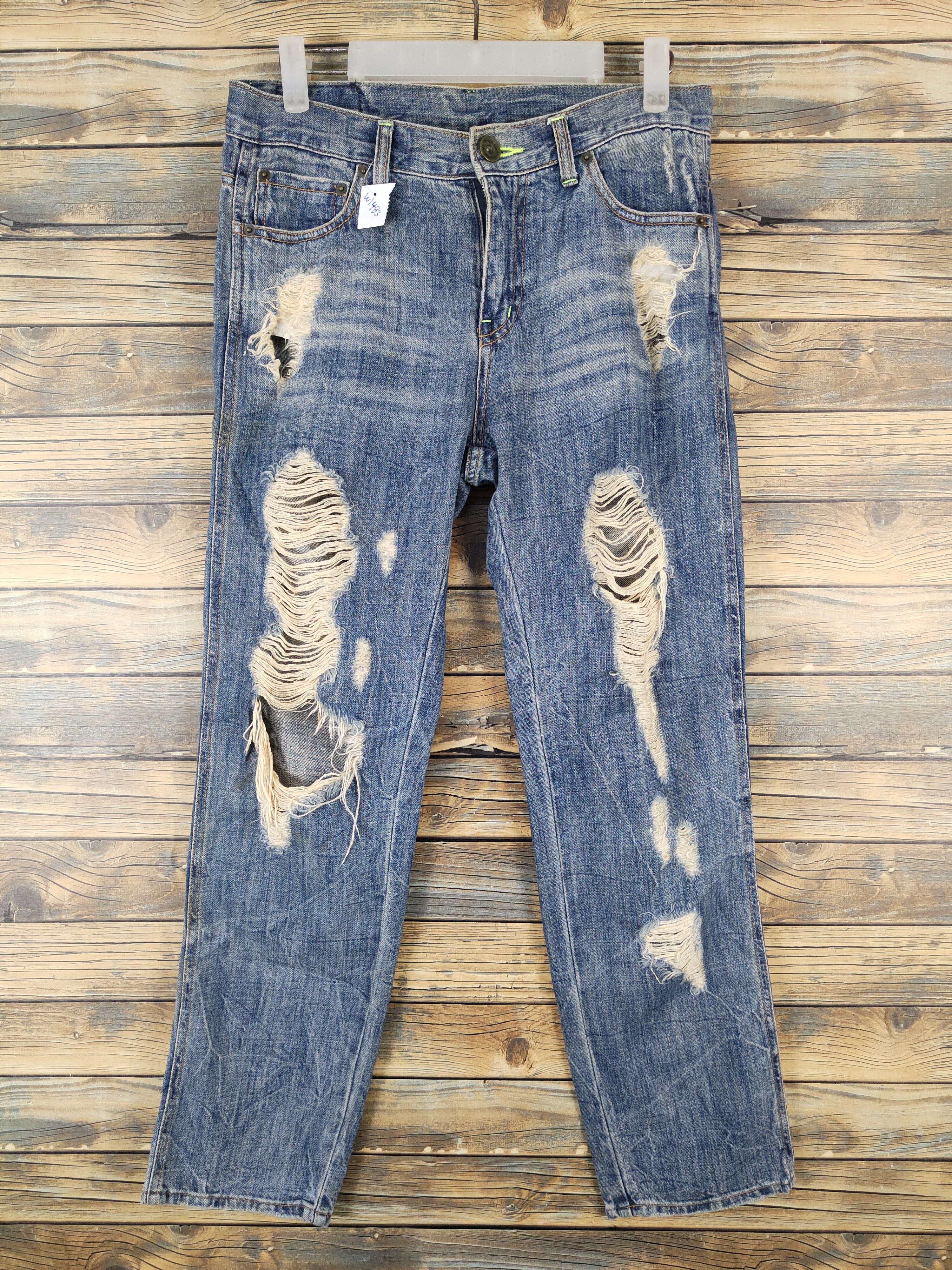 Japanese Brand D.i.a Blue Distressed Ripped denim Jeans #W1483 Size US 30 / EU 46 - 1 Thumbnail